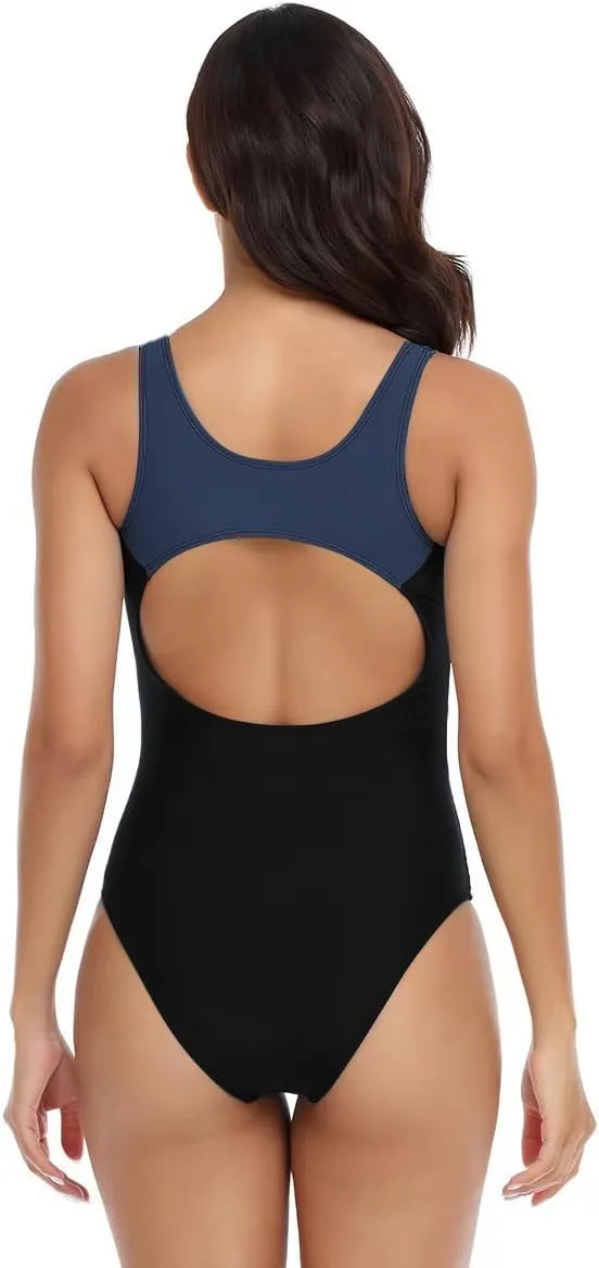 Womens Athletic One Piece Swimsuit Racerback Competitive Modest Bathing Suit