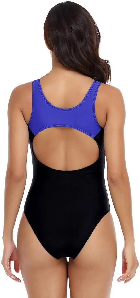 Womens Athletic One Piece Swimsuit Racerback Competitive Modest Bathing Suit