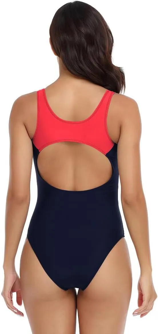 Womens Athletic One Piece Swimsuit Racerback Competitive Modest Bathing Suit