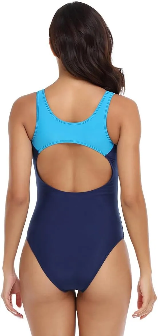Womens Athletic One Piece Swimsuit Racerback Competitive Modest Bathing Suit