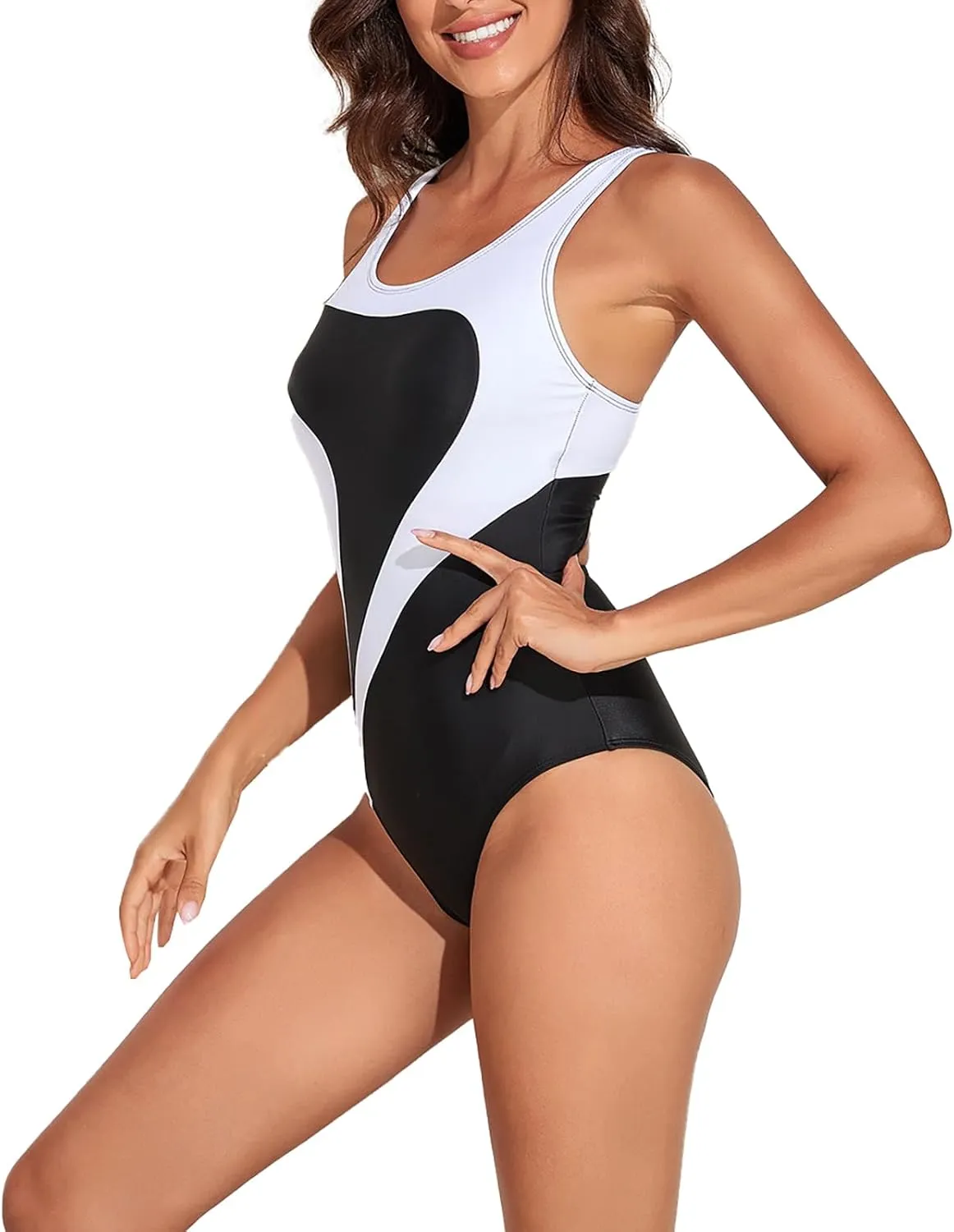 Womens Athletic One Piece Swimsuit Racerback Competitive Training Bathing Suit