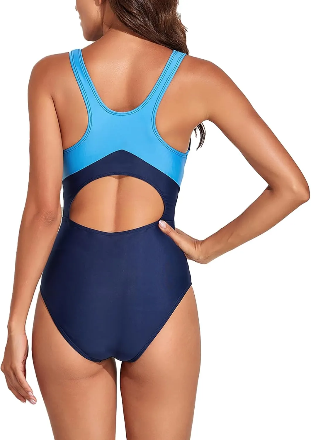 Womens Athletic One Piece Swimsuit Racerback Competitive Training Bathing Suit