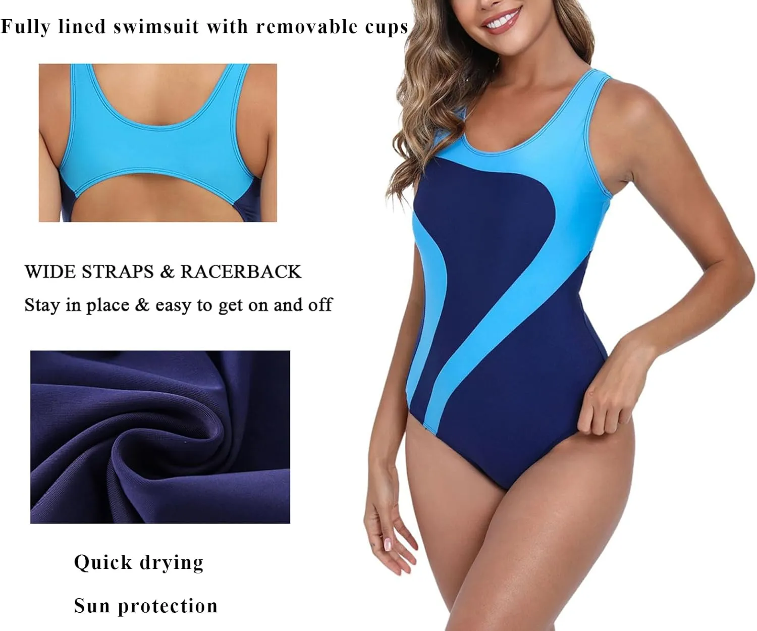 Womens Athletic One Piece Swimsuit Racerback Competitive Training Bathing Suit
