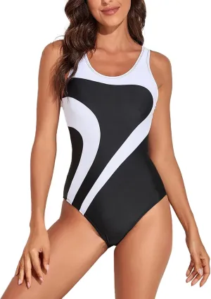 Womens Athletic One Piece Swimsuit Racerback Competitive Training Bathing Suit