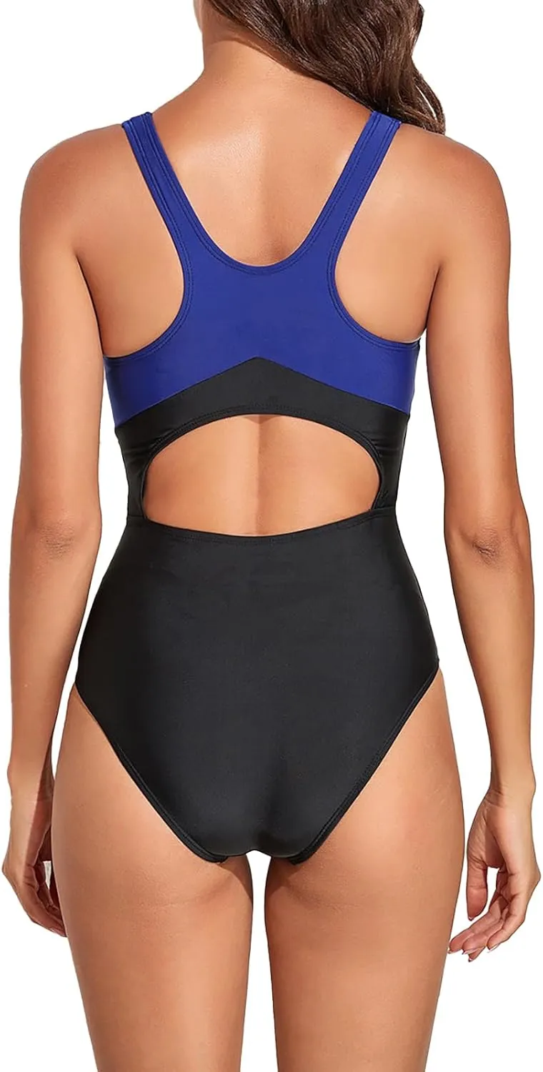 Womens Athletic One Piece Swimsuit Racerback Competitive Training Bathing Suit