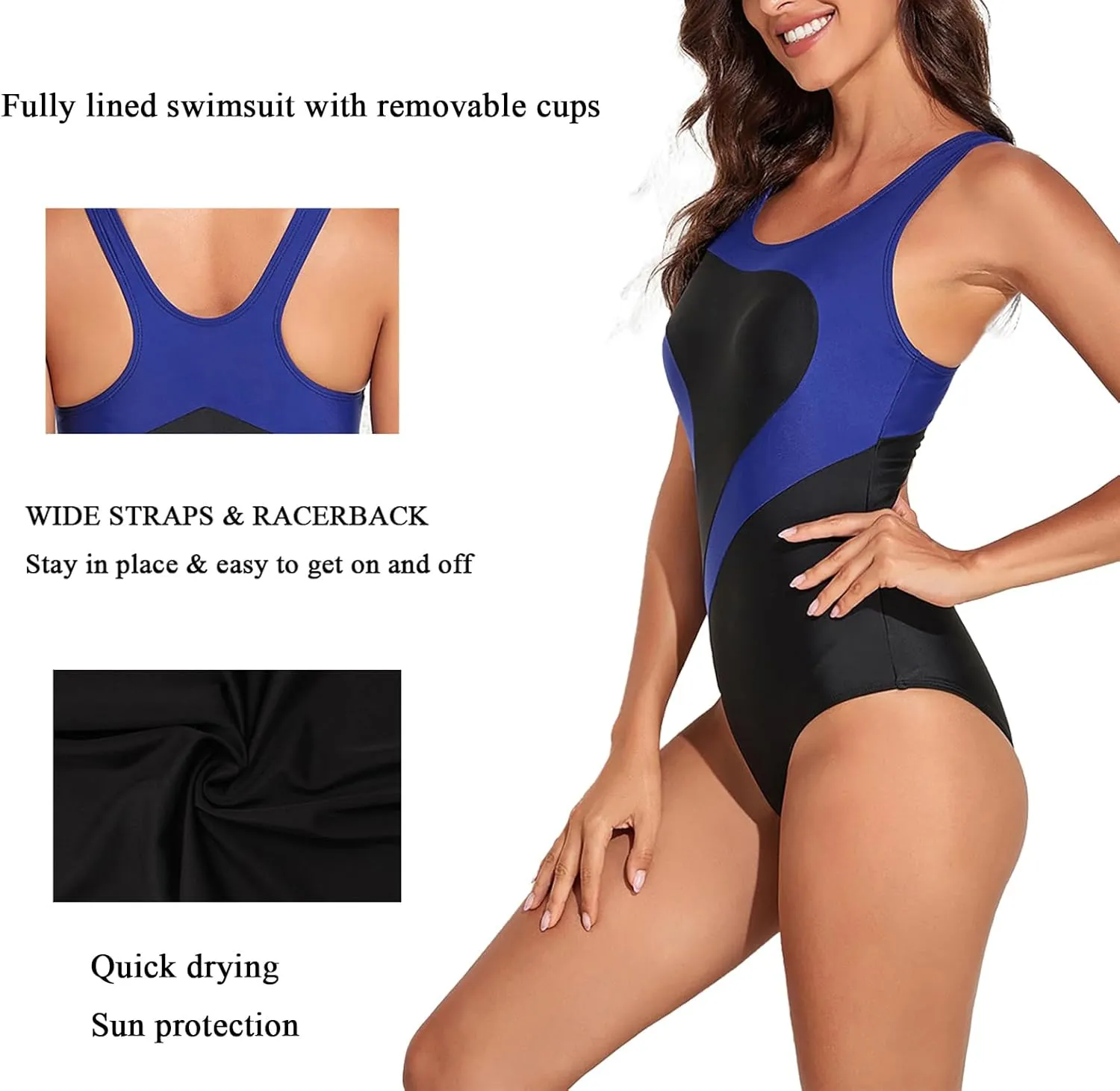 Womens Athletic One Piece Swimsuit Racerback Competitive Training Bathing Suit
