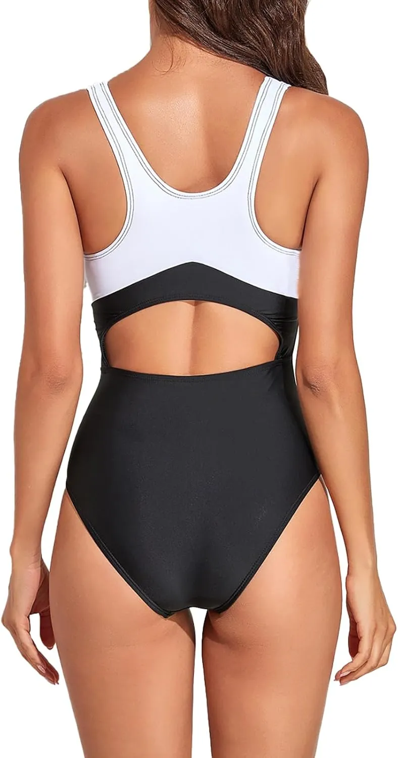 Womens Athletic One Piece Swimsuit Racerback Competitive Training Bathing Suit