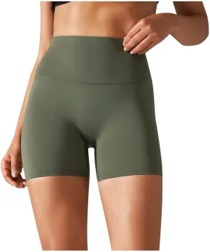 Womens Biker Shorts High Waisted Elastic Workout Running Solid Slim Yoga Pants Tummy Control Athletic Fitness Shorts