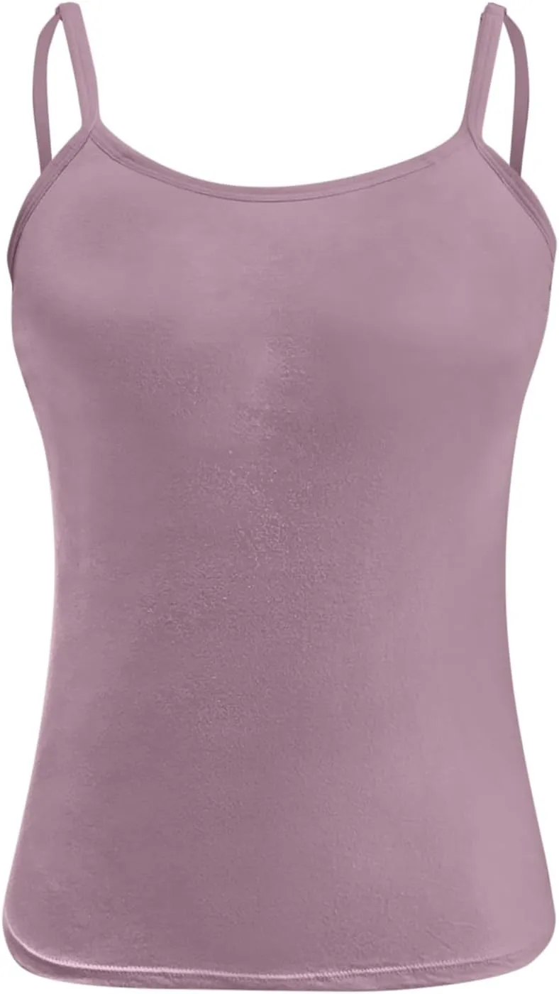 Womens Camisole Tops with Built in Bra Workout Shelf Bra Tank Tops Padded Sports Bras Basic Breathable Tube Solid Tanks