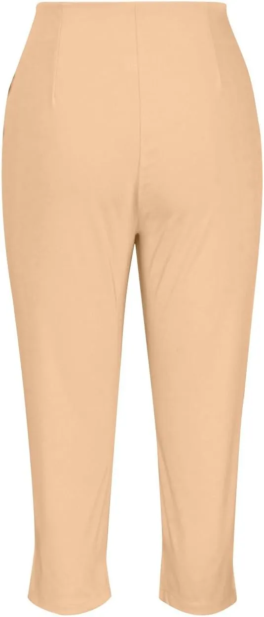 Women's Capri Dress Pants Stretch High Waisted Crop Office Work Pants Summer Casual Capris Slacks Yoga