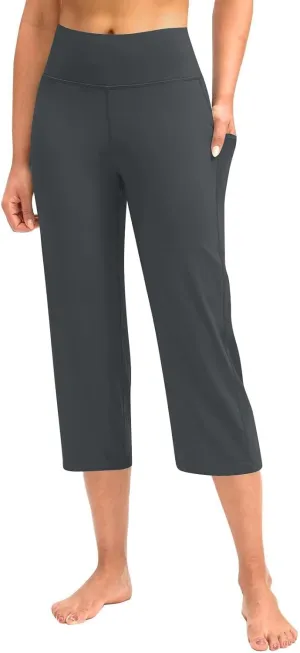 Women's Capri Pants Yoga for Women Casual Stretch High Waisted Yoga Leggings Comfy Wide Leg Womens Wide Leg Yoga