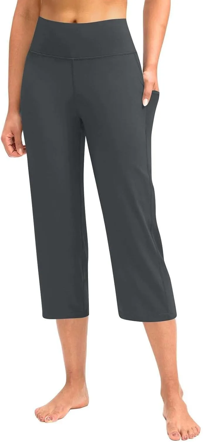 Women's Capri Pants Yoga for Women Casual Stretch High Waisted Yoga Leggings Comfy Wide Leg Womens Wide Leg Yoga