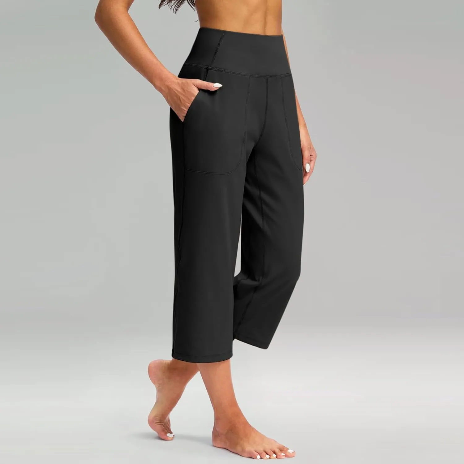 Women's Capri Pants Yoga for Women Casual Stretch High Waisted Yoga Leggings Comfy Wide Leg Womens Wide Leg Yoga