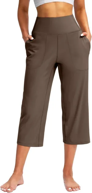 Women's Capri Pants Yoga for Women Casual Stretch High Waisted Yoga Leggings Comfy Wide Leg Womens Wide Leg Yoga