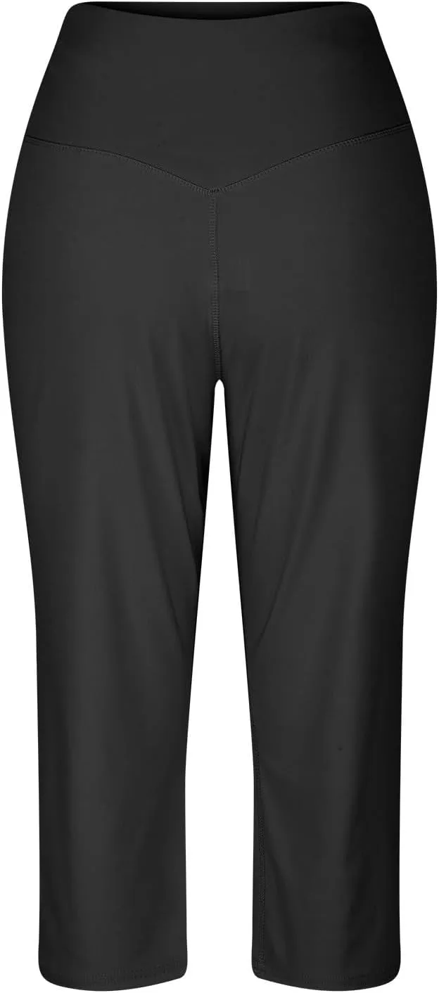 Women's Capri Pants Yoga for Women Casual Stretch High Waisted Yoga Leggings Comfy Wide Leg Womens Wide Leg Yoga