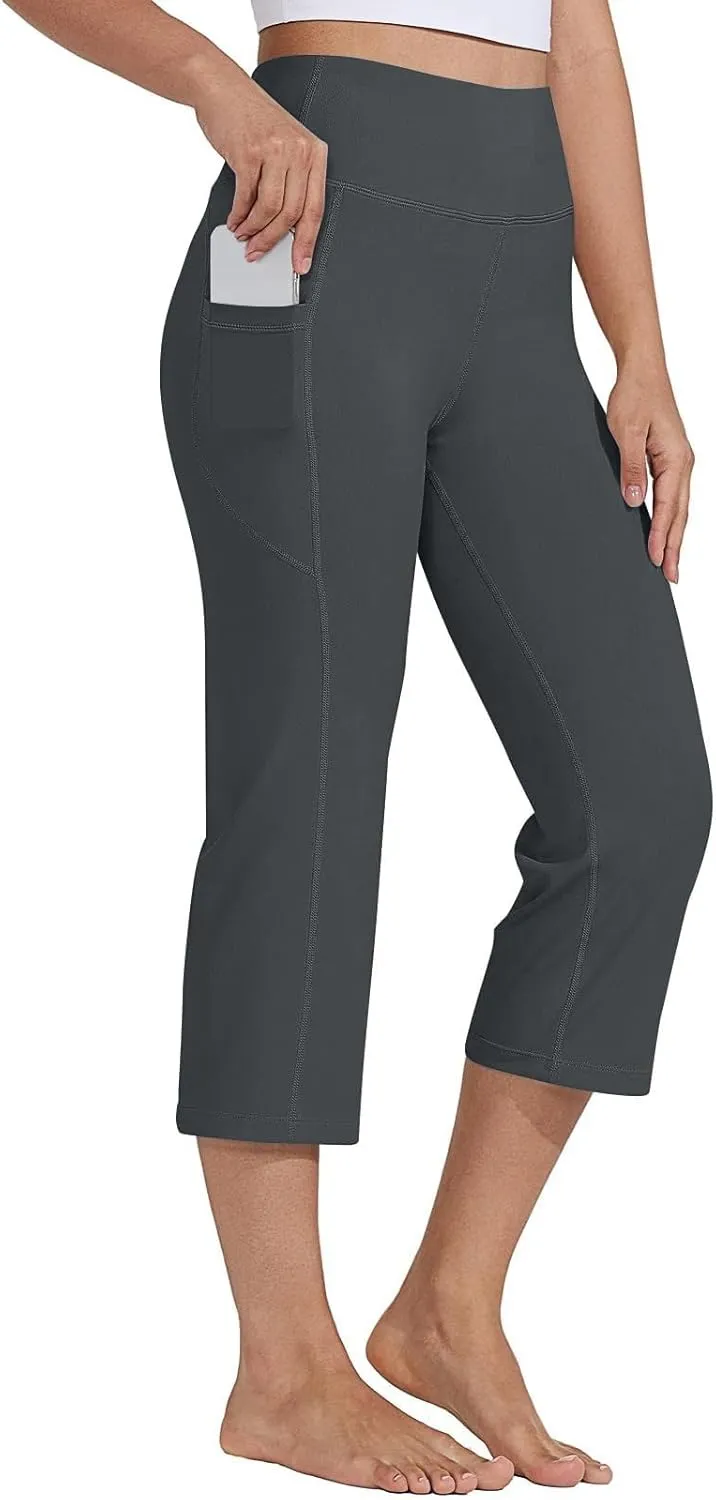 Women's Capri Pants Yoga for Women Casual Stretch High Waisted Yoga Leggings Comfy Wide Leg Womens Wide Leg Yoga