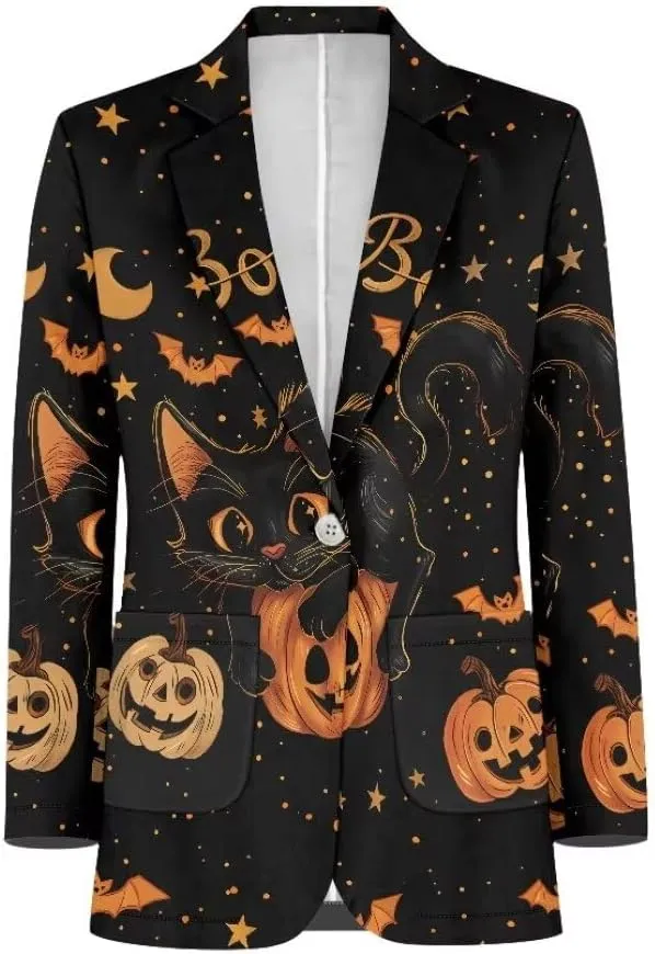 Womens Casual Blazes Open Front Long Sleeve One Button Regular Fit Jackets Suit Coat