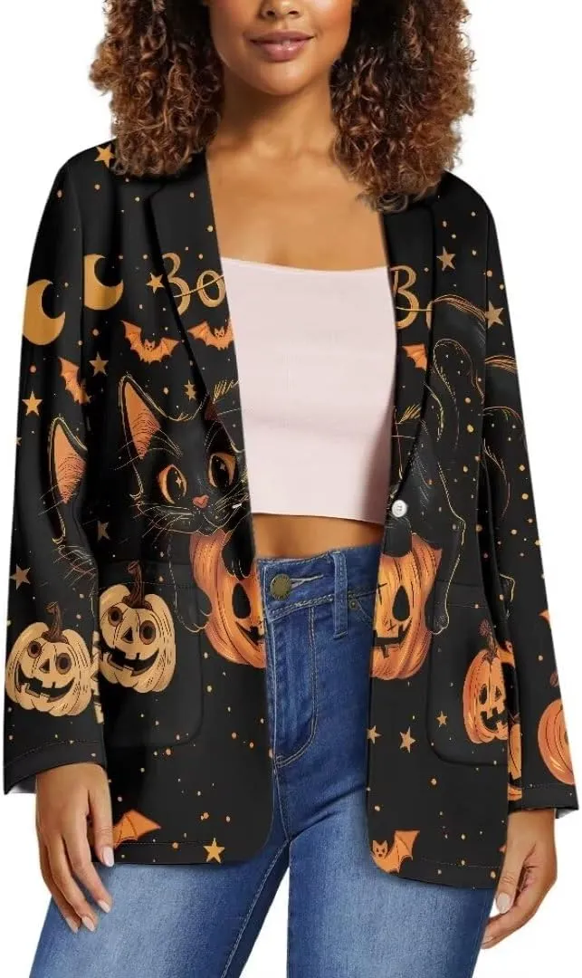 Womens Casual Blazes Open Front Long Sleeve One Button Regular Fit Jackets Suit Coat