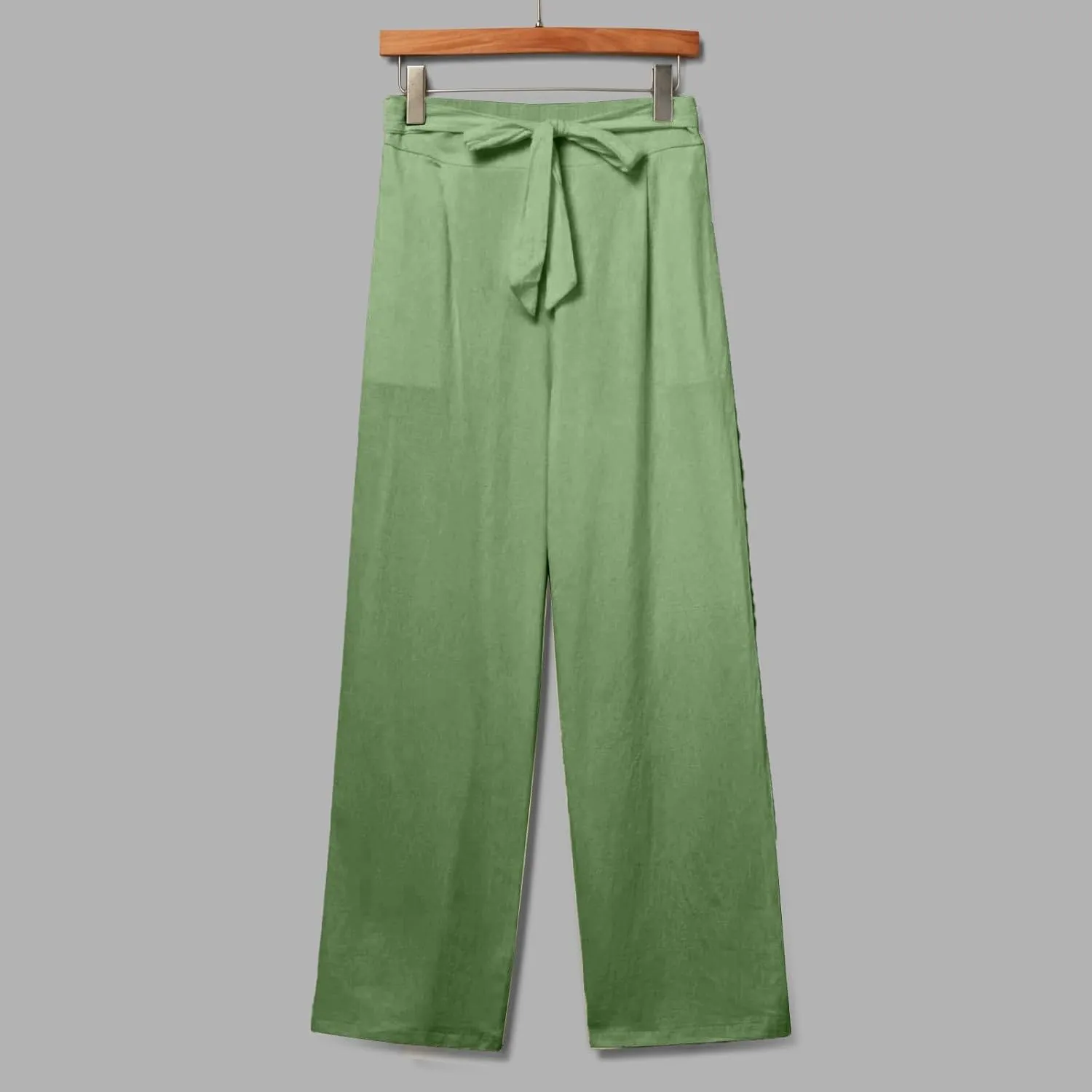 Women's Casual Cotton Linen Pants Elastic Waist Loose Fit Straight Jogger Pants Drawstring Solid Trousers with Pockets