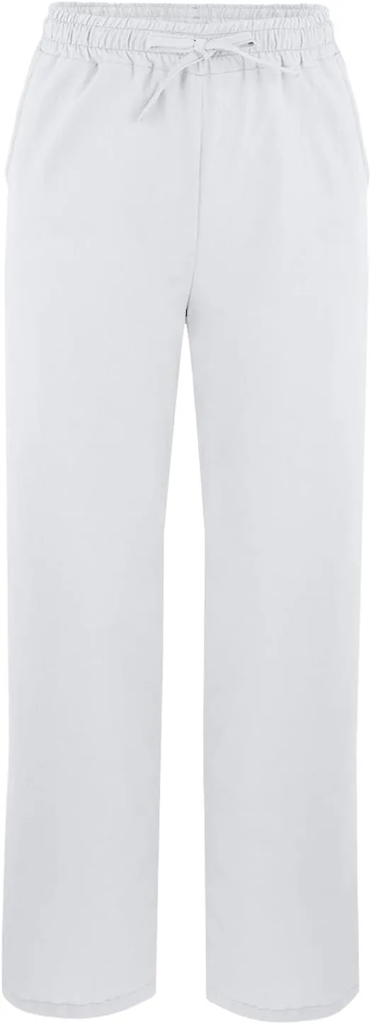 Womens Casual Cotton Linen Pants Lightweight Summer Relax Fit Elastic Waist Plus Size Solid Lounge Long Trousers