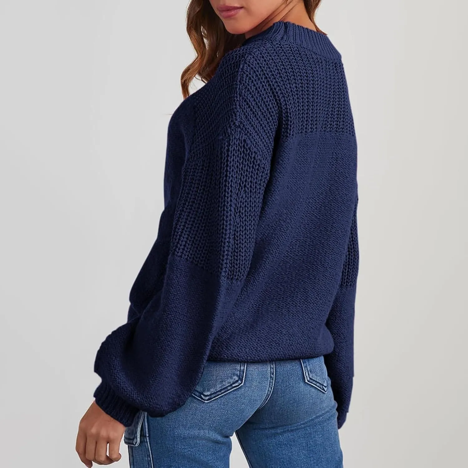 Women's Casual Long Sleeve Sweaters Loose Pullover Sweater Jumper Tops Crew Neck Casual Chunky Knit Pullover Sweaters