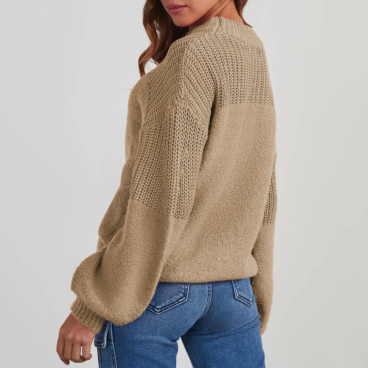 Women's Casual Long Sleeve Sweaters Loose Pullover Sweater Jumper Tops Crew Neck Casual Chunky Knit Pullover Sweaters