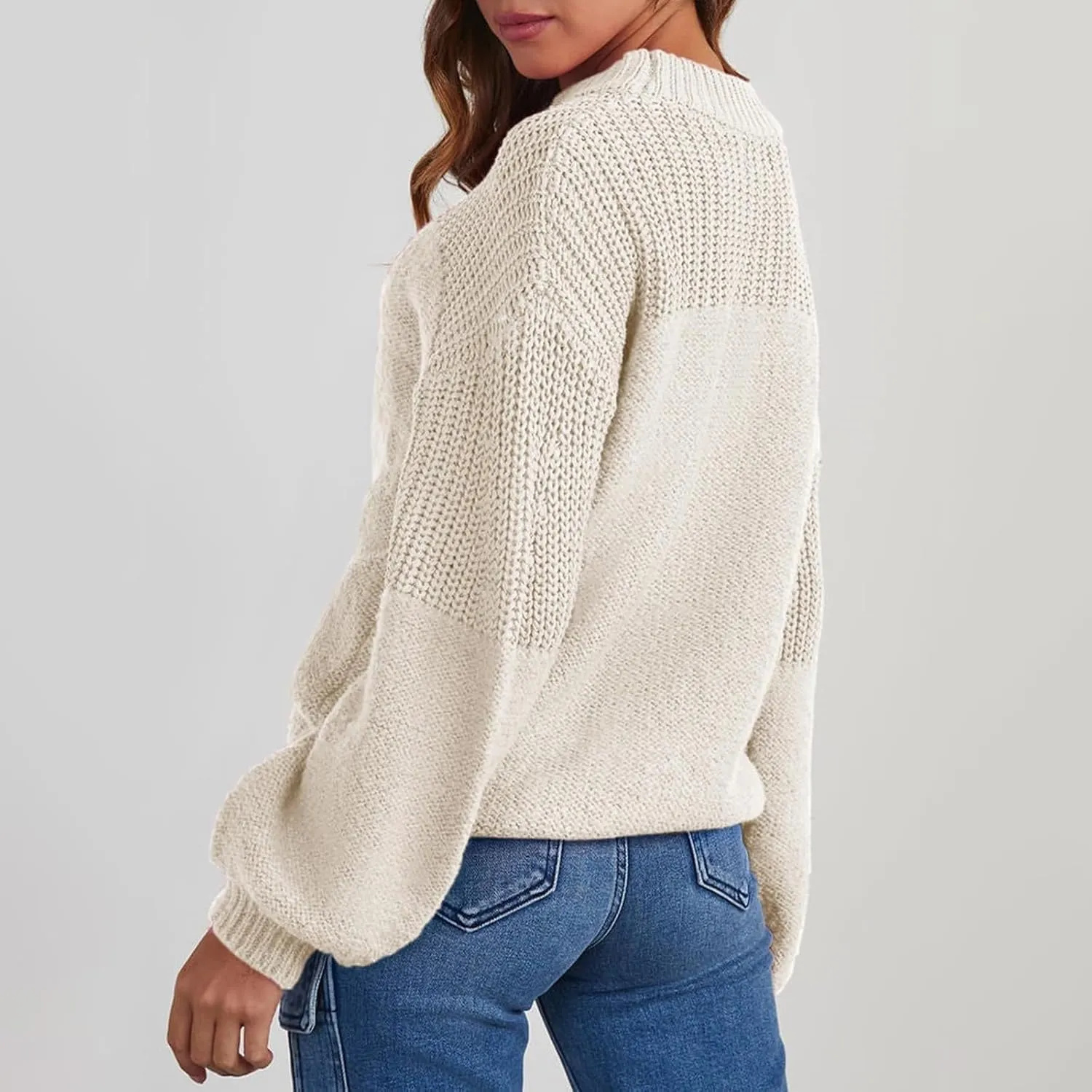 Women's Casual Long Sleeve Sweaters Loose Pullover Sweater Jumper Tops Crew Neck Casual Chunky Knit Pullover Sweaters