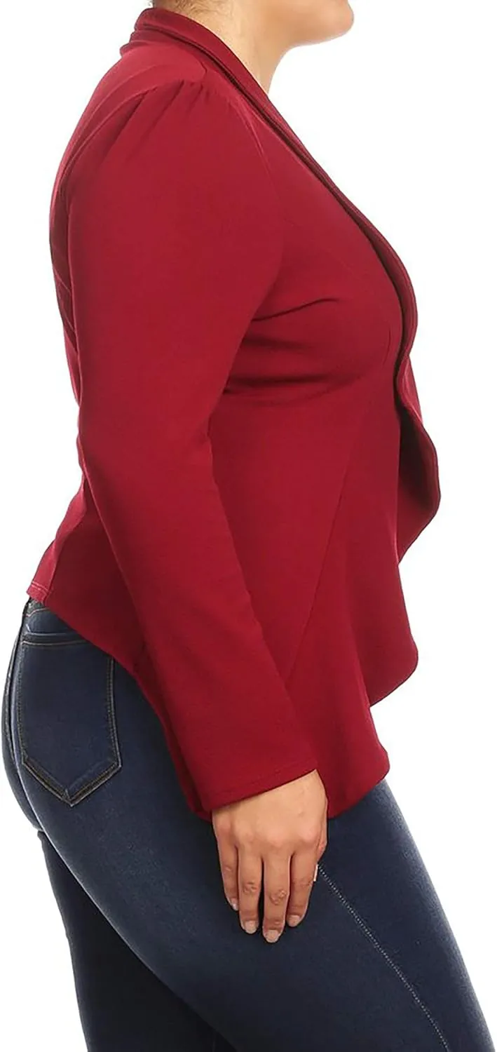 Women's Casual Plus Size Blazer Long Sleeve Open Front Solid and Print