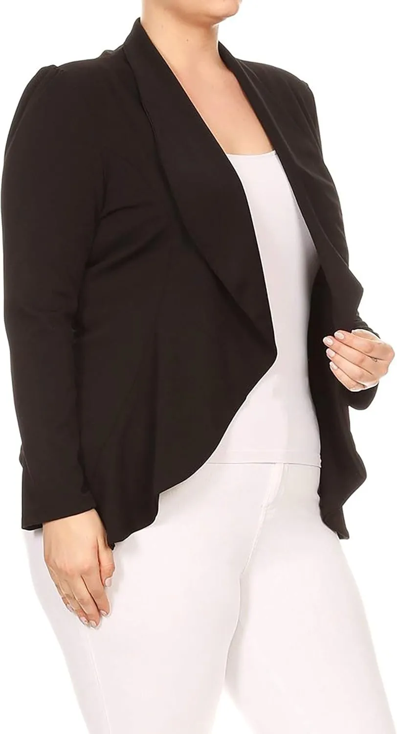 Women's Casual Plus Size Blazer Long Sleeve Open Front Solid and Print