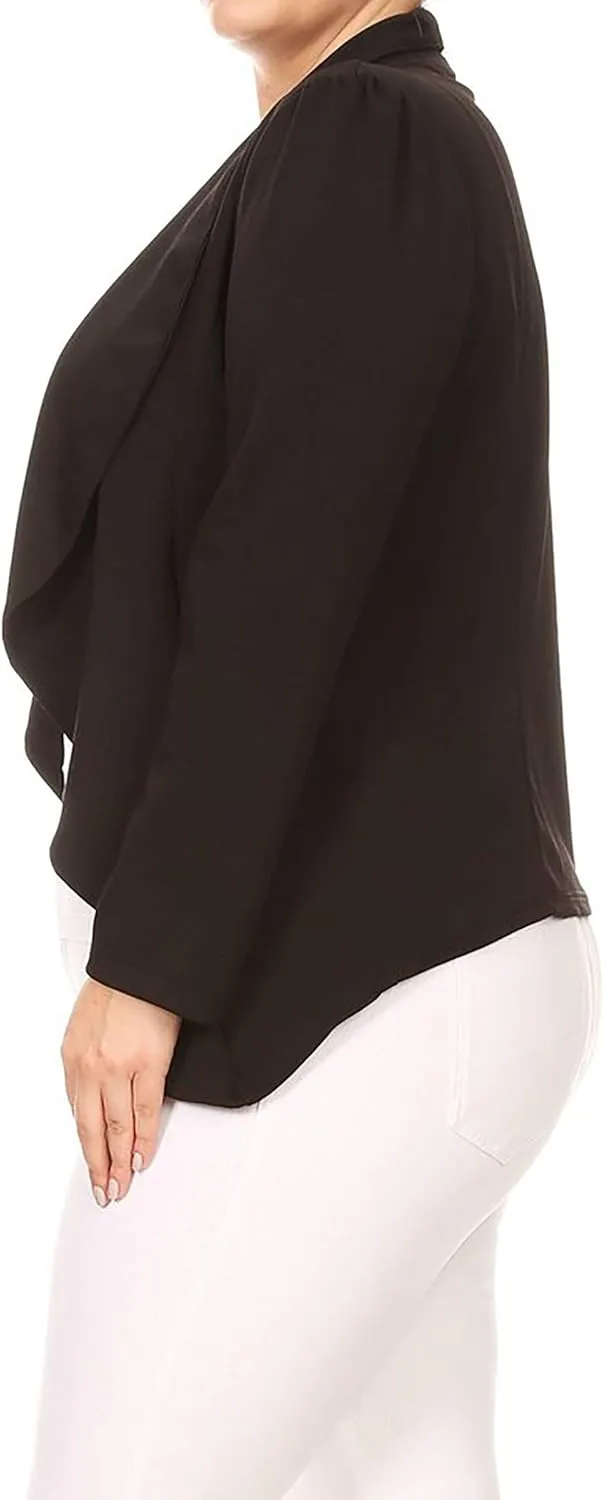Women's Casual Plus Size Blazer Long Sleeve Open Front Solid and Print