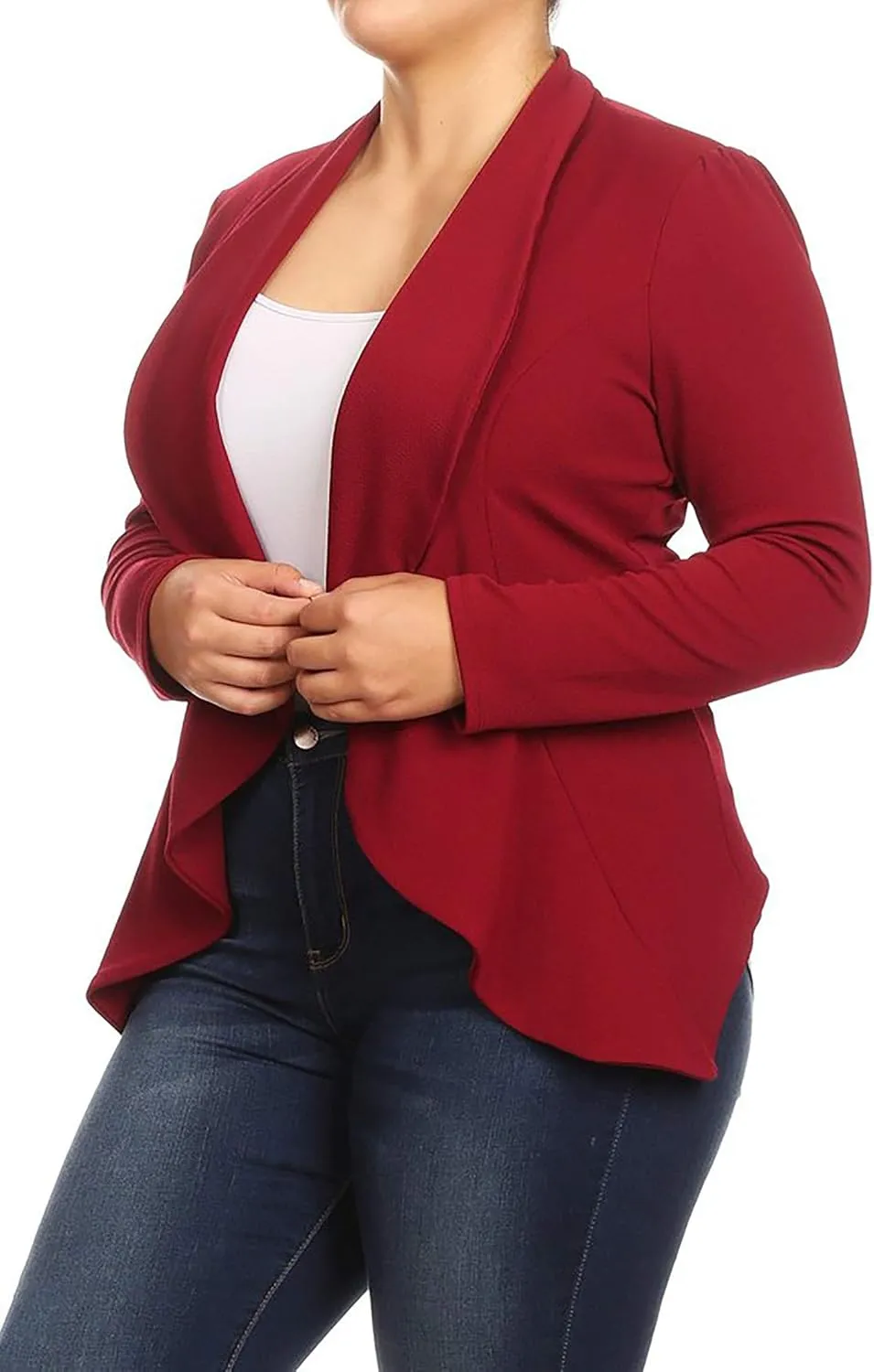 Women's Casual Plus Size Blazer Long Sleeve Open Front Solid and Print