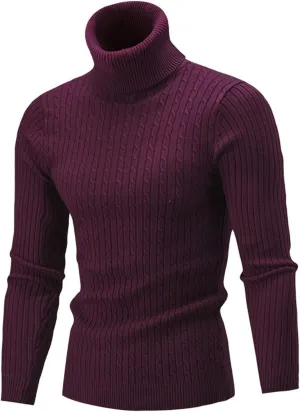 Womens Casual Turtleneck Oversized Knit Sweater Plus Size Winter Clothes Ribbed Knit Sweater Tops Cotton Jumper Blouse
