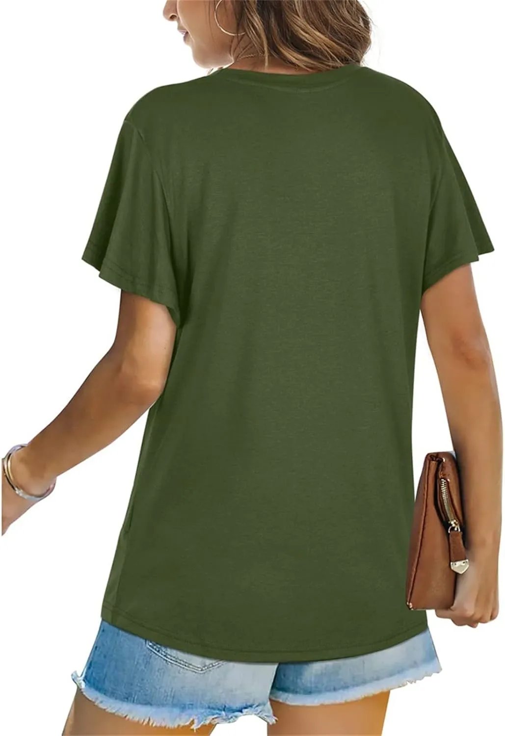 Women's Comfy Casual Summer Tops Short Sleeve V Neck Blouses T Shirts Twist Knot Basic Tees