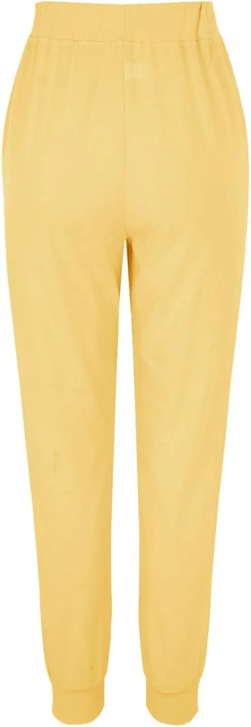 Womens Cotton Linen Tapered Pants Summer Drawstring Elastic Waist Pants Casual Trousers with Pockets