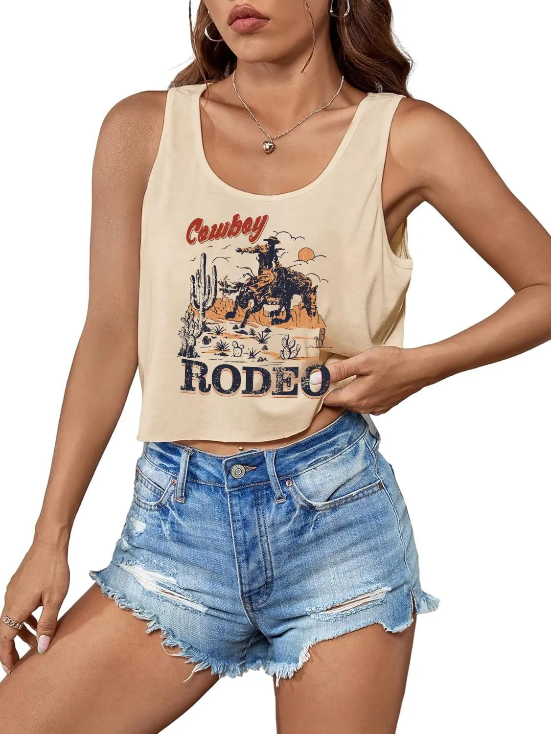 Womens Country Concert Cowgirl Tank Tops Sexy Western Graphic Crop Outfits for Teens
