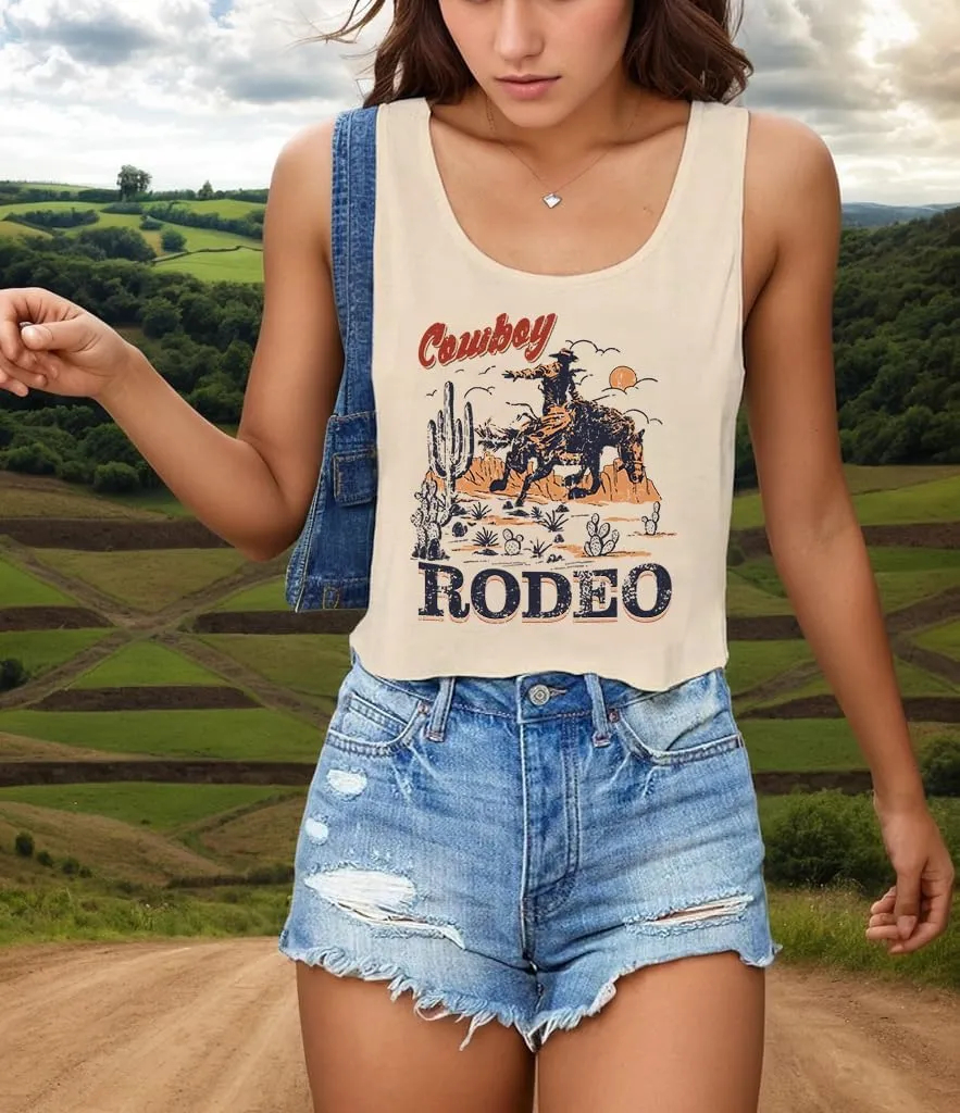 Womens Country Concert Cowgirl Tank Tops Sexy Western Graphic Crop Outfits for Teens