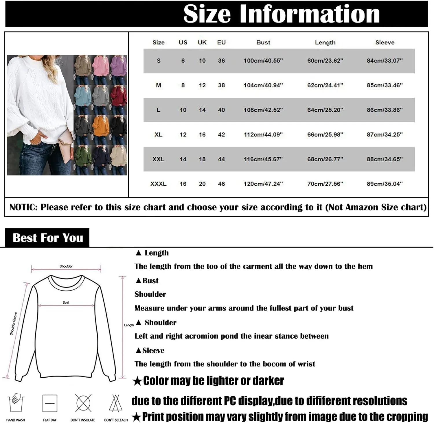 Women's Crewneck Sweater Solid Color Sweater Set Head Round Neck Warm Long-Sleeved Sweater Cute Sweaters