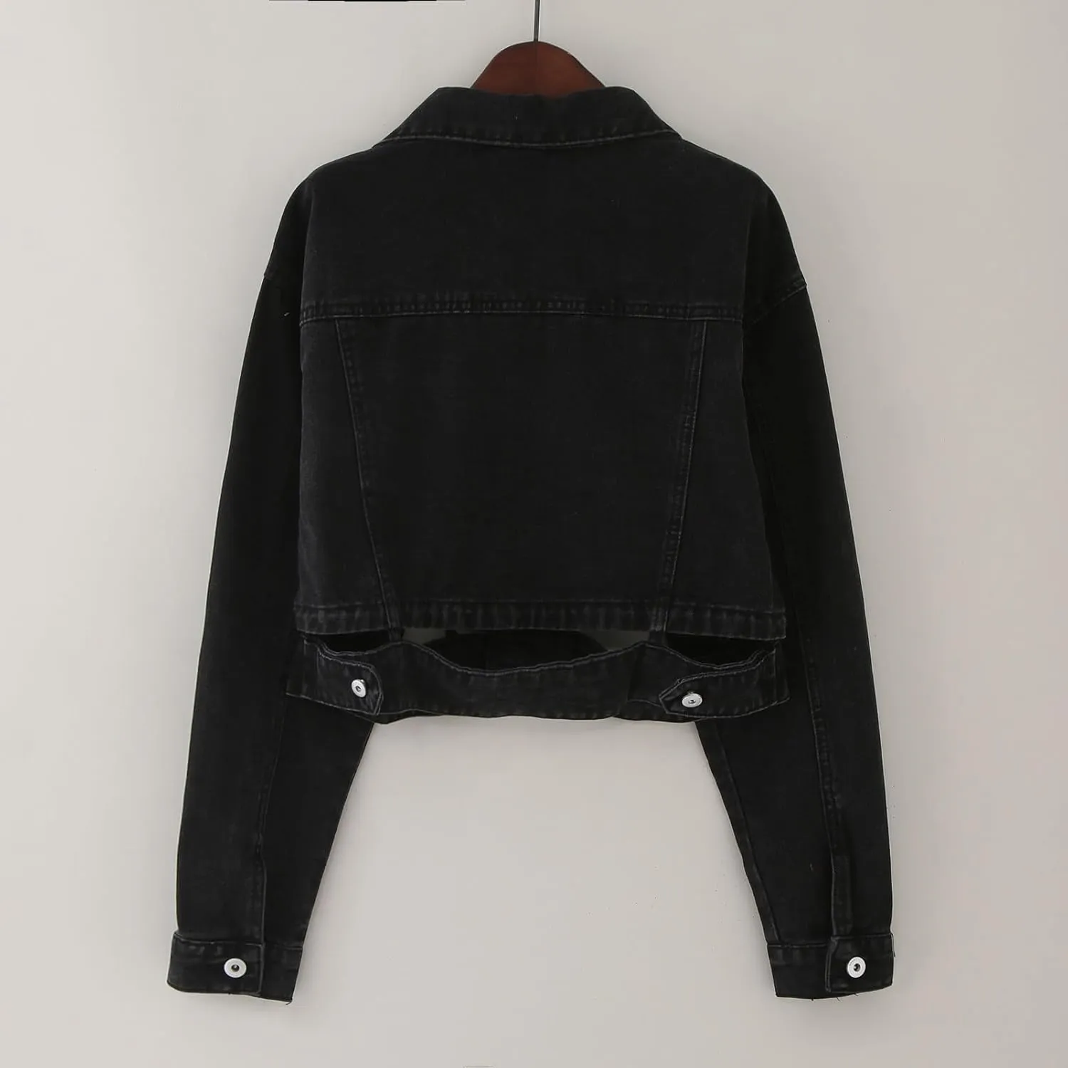Womens Cropped Denim Jackets 2024 Trendy Button Up Shacket Fall Spring Long Sleeve Jean Coats Retro Petite Denim Coat