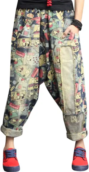 Women's Elastic Waist Denim Cotton Jeans Harem Pants