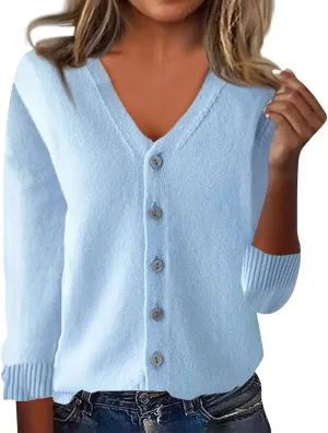 Women's Fall Winter Chunky Knit Cardigan 2025 Long Sleeve Button Down Soft Loose Cropped Sweater Outerwear