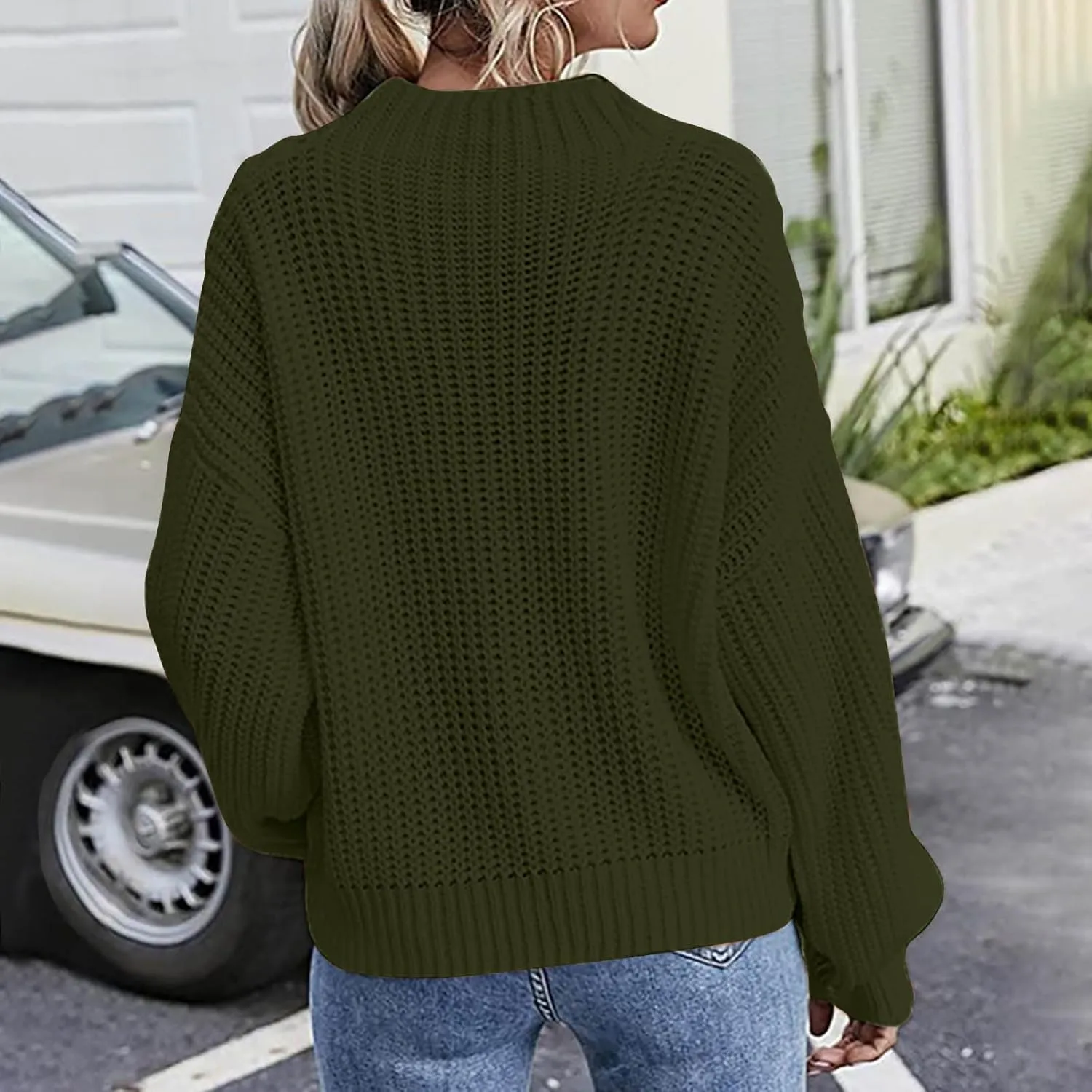 Women's Fall Winter Oversized Pullover Sweaters Casual Crewneck Long Sleeve Loose Fit Chunky Cable Knit Jumper Tops