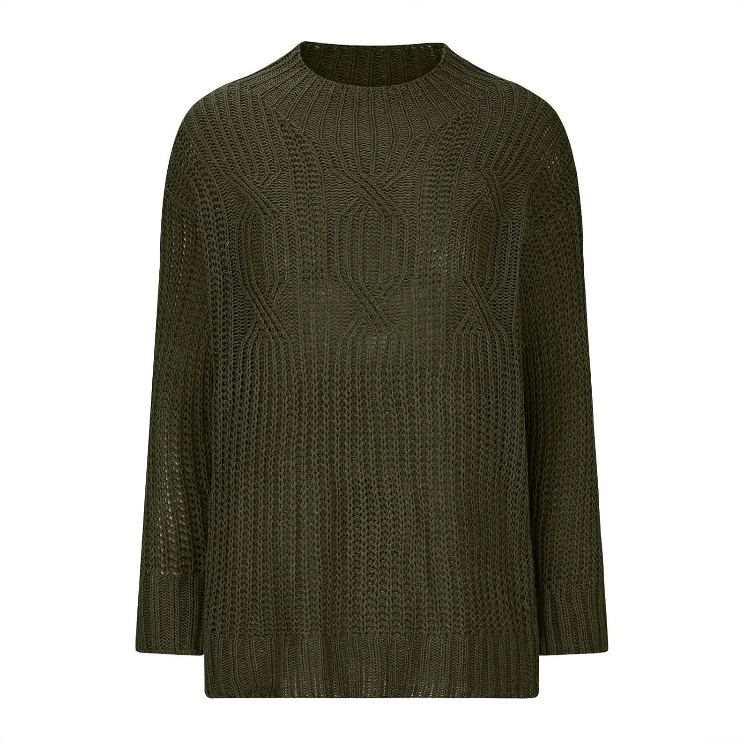 Women's Fall Winter Oversized Pullover Sweaters Casual Crewneck Long Sleeve Loose Fit Chunky Cable Knit Jumper Tops