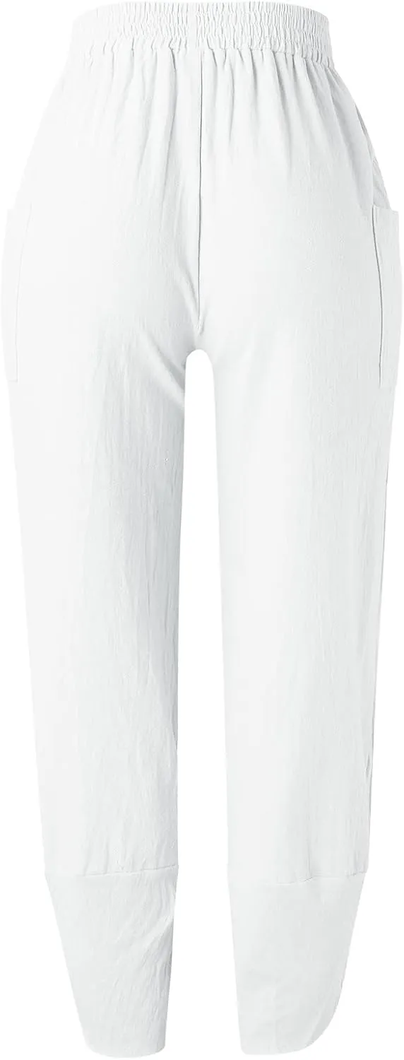 Womens Fashion Long Pant Elastic Waist High Waist Casual Trousers Harem Pants Women