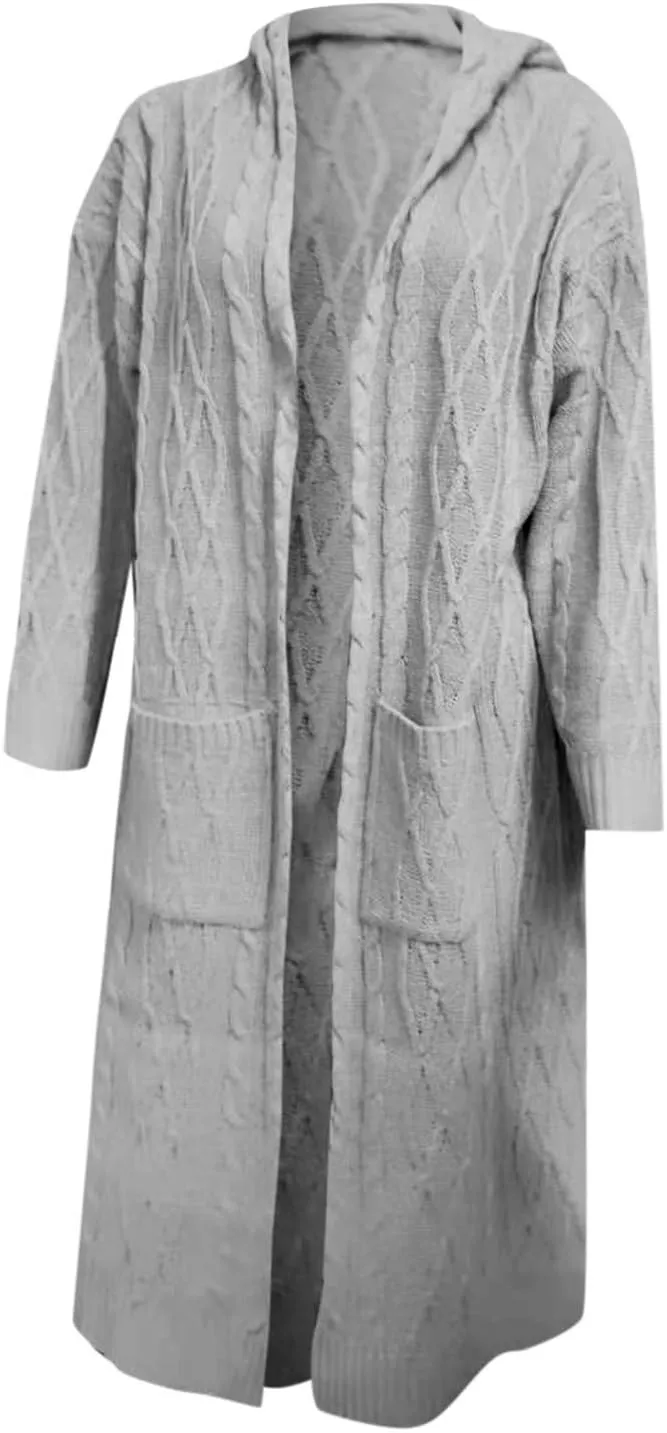 Womens Fashion Solid Knitted Sweaters Long Sleeve Long Cardigans Casual Comfy Warm Jacket Daily Going Out Fall Clothes