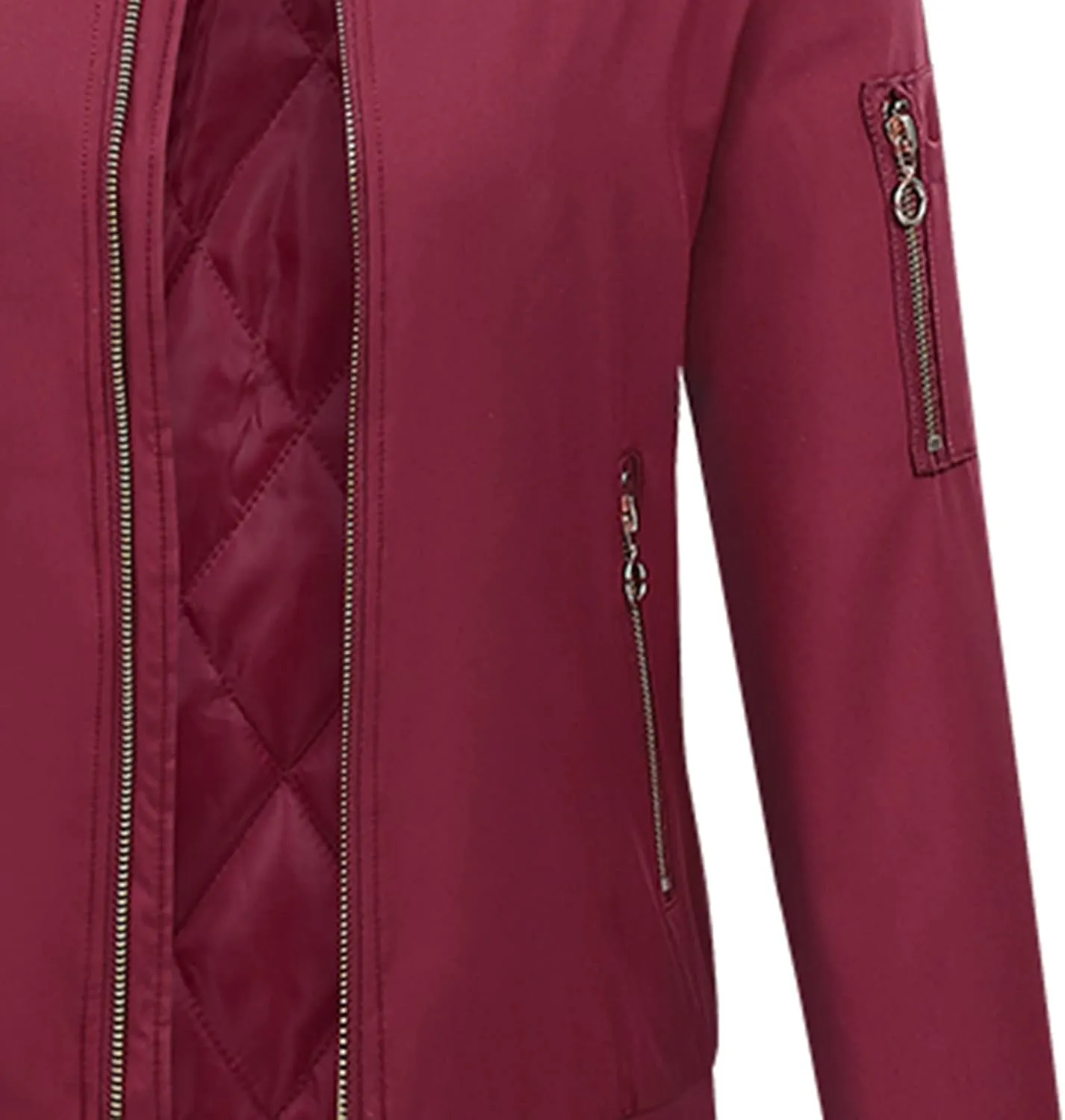 Women's Faux Leather Jacket Stand Collar Long Sleeve Outwear PU Moto Jackets Slim Fit Casual Coat Full Zip Up Coats