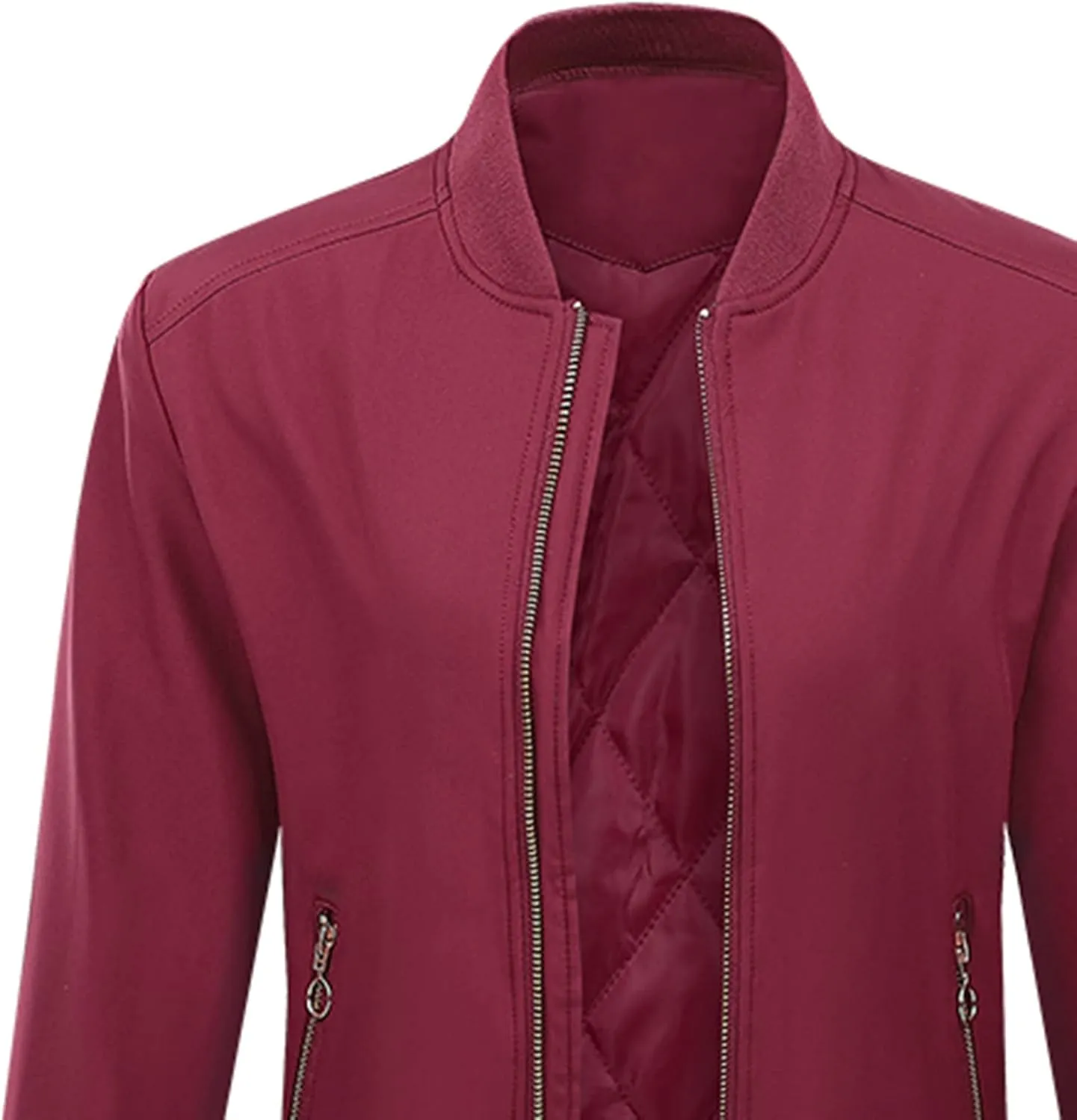 Women's Faux Leather Jacket Stand Collar Long Sleeve Outwear PU Moto Jackets Slim Fit Casual Coat Full Zip Up Coats