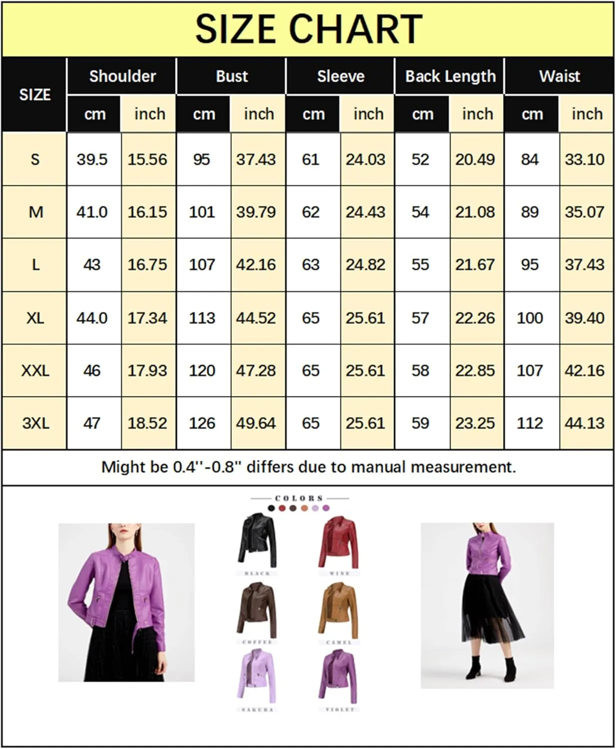 Women's Faux Leather Jackets Stand Collar Motorcycle Coat Moto Biker Coat Short Jacket
