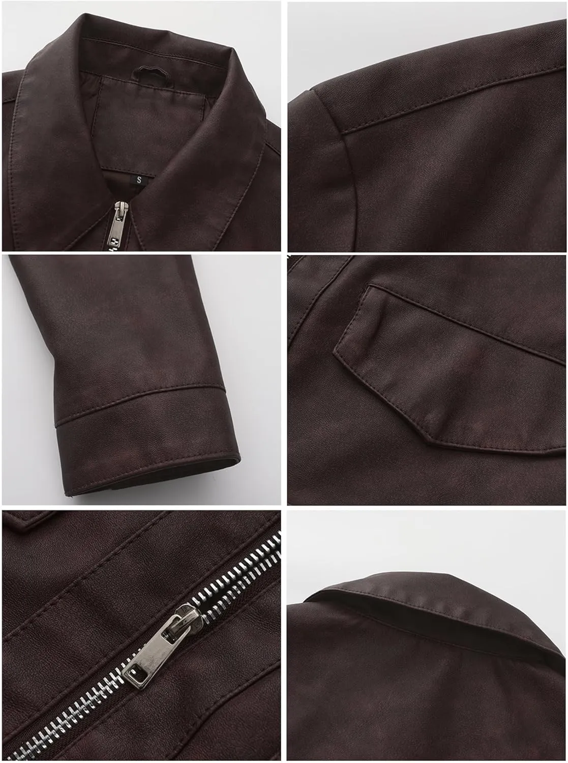 Women's Faux Leather Motorcycle Jacket Slim Crop Bomber PU Moto Biker Outwear Coat