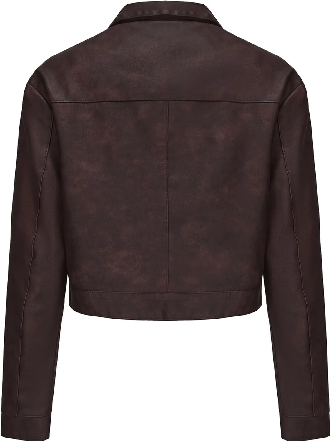 Women's Faux Leather Motorcycle Jacket Slim Crop Bomber PU Moto Biker Outwear Coat
