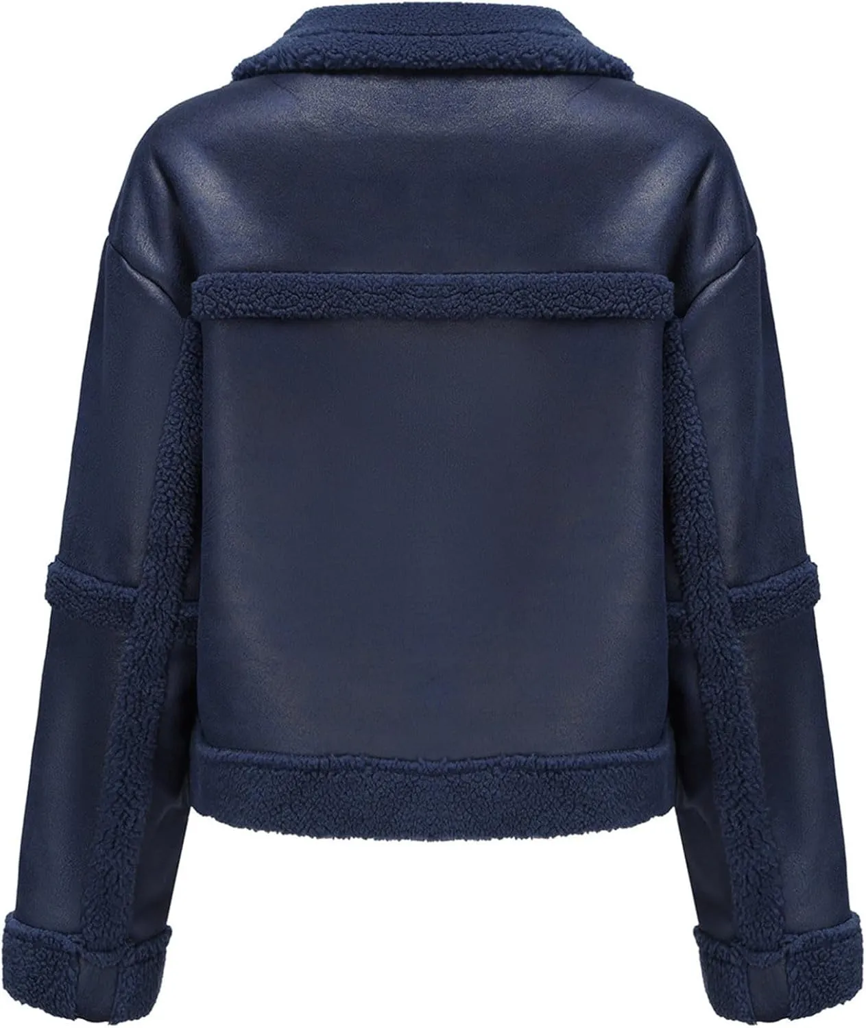 Womens Faux Suede Jacket Ladies Casual Faux Leather Windproof Jackets Fall Winter Warm Plush Outwear PU Moto Jacket